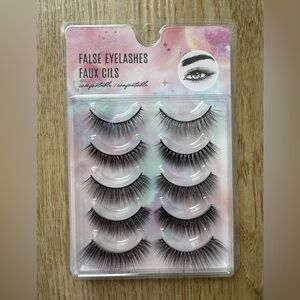 False Eyelashes 5-Pair Black Lashes - Comfortable Everyday Volume
